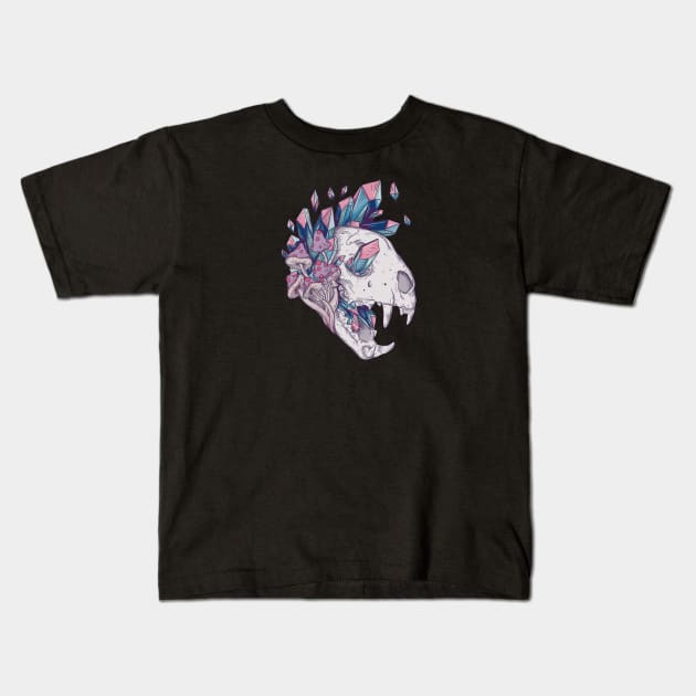 Crystal cat skull Kids T-Shirt by Jess Adams